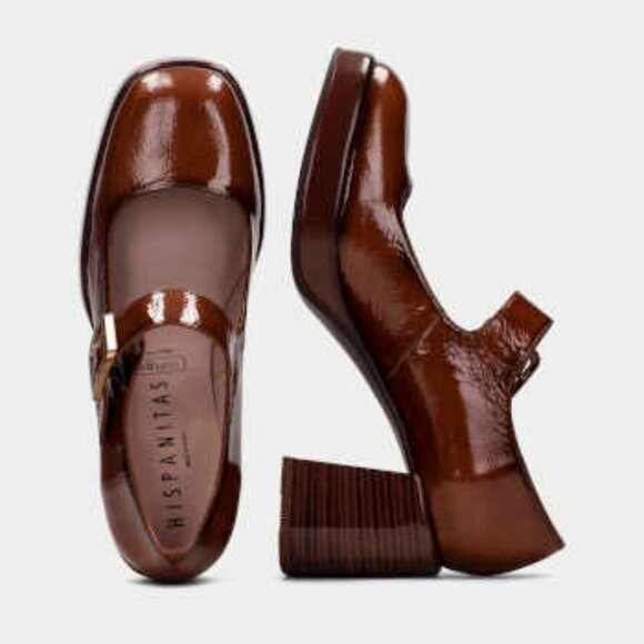 Hispanitas Brown Chunky Tokio Mary Janes - 37, fits like 6.5-7US, UNWORN - Picture 1 of 10